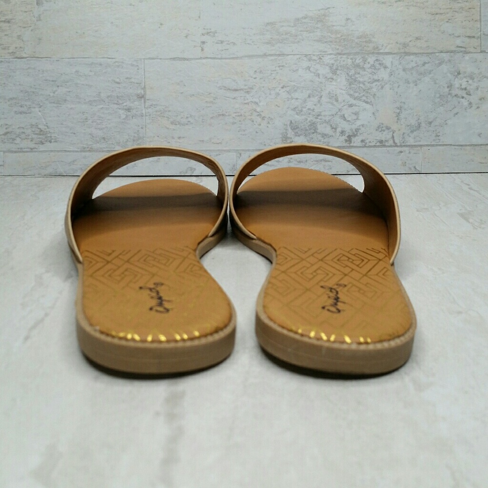 SALE!!!  Sandal Gold Metallic Slide Flat Open-Toe Sandal NEW - Picture 6 of 8